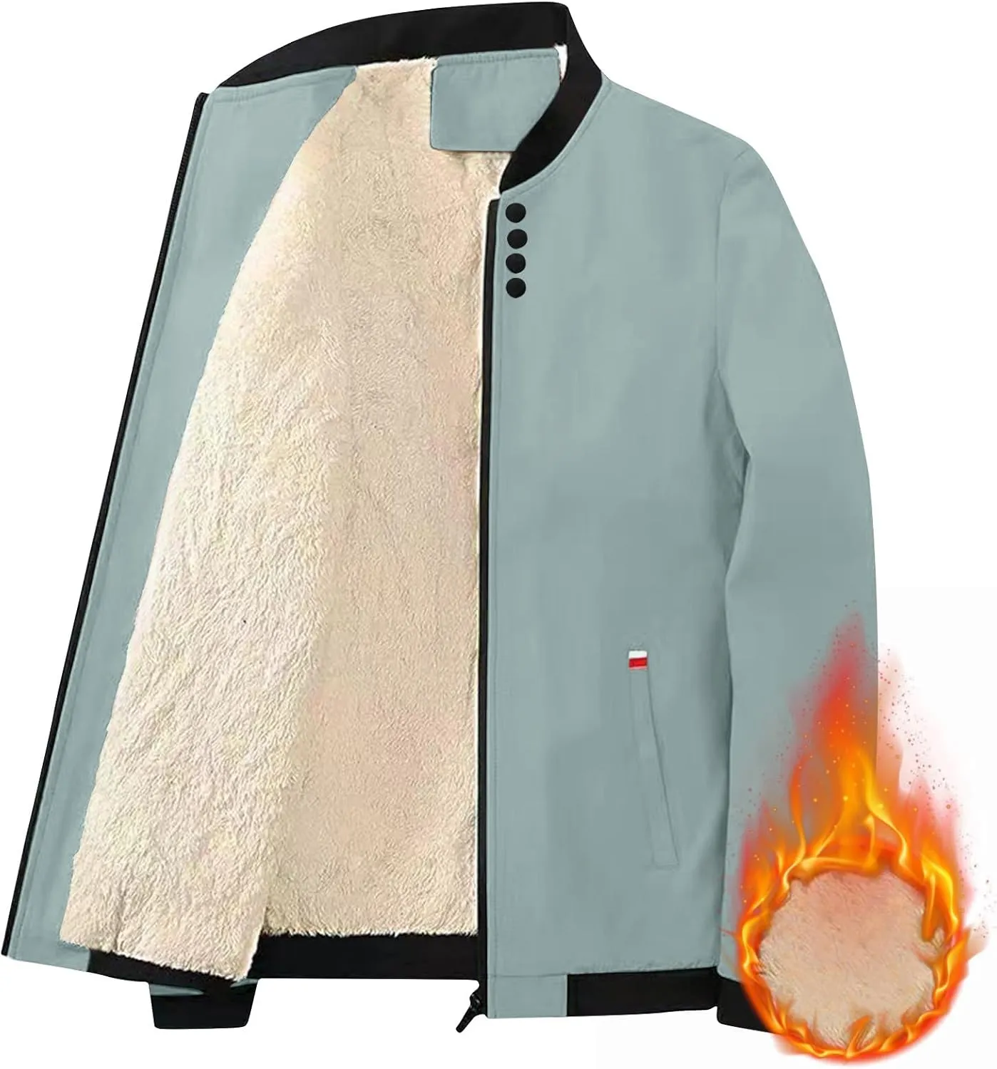 Men's Winter Bomber Jacket Thickened Warm Fleece Lined Sherpa Jackets Zip Up Casual Thermal Trucker Coat with Pockets