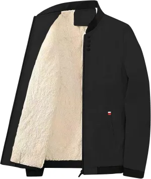 Men's Winter Bomber Jacket Thickened Warm Fleece Lined Sherpa Jackets Zip Up Casual Thermal Trucker Coat with Pockets