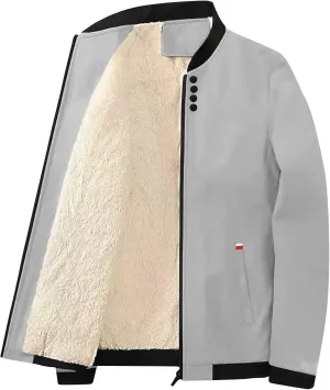 Men's Winter Bomber Jacket Thickened Warm Fleece Lined Sherpa Jackets Zip Up Casual Thermal Trucker Coat with Pockets