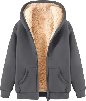 Men's Winter Fleece Hoodie Full Zip Warm Thick Sherpa Lined Sweatshirt Jacket with Pockets Casual Hooded Sports Coat