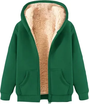 Men's Winter Fleece Hoodie Full Zip Warm Thick Sherpa Lined Sweatshirt Jacket with Pockets Casual Hooded Sports Coat