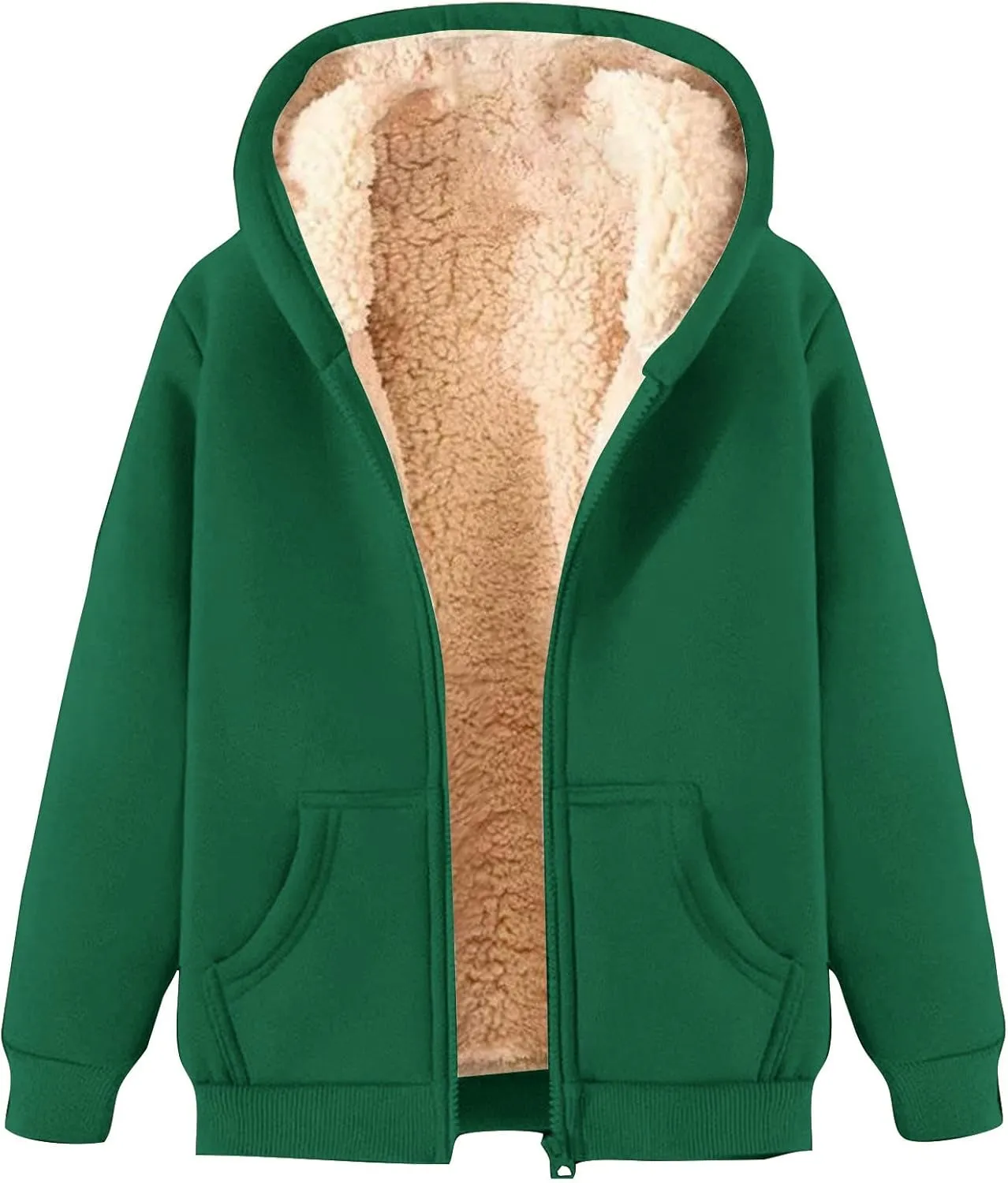 Men's Winter Fleece Hoodie Full Zip Warm Thick Sherpa Lined Sweatshirt Jacket with Pockets Casual Hooded Sports Coat