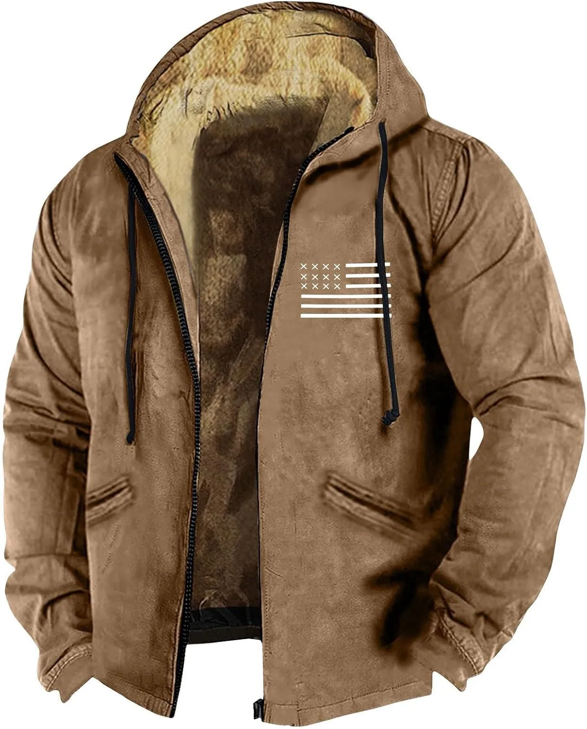 Men's Winter Jacket Heavyweight Fleece Sweatshirt Thick Lined Coats Warm Hoodies 2024 Winter Full Zipper Hooded Coat