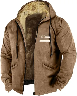 Men's Winter Jacket Heavyweight Fleece Sweatshirt Thick Lined Coats Warm Hoodies 2024 Winter Full Zipper Hooded Coat