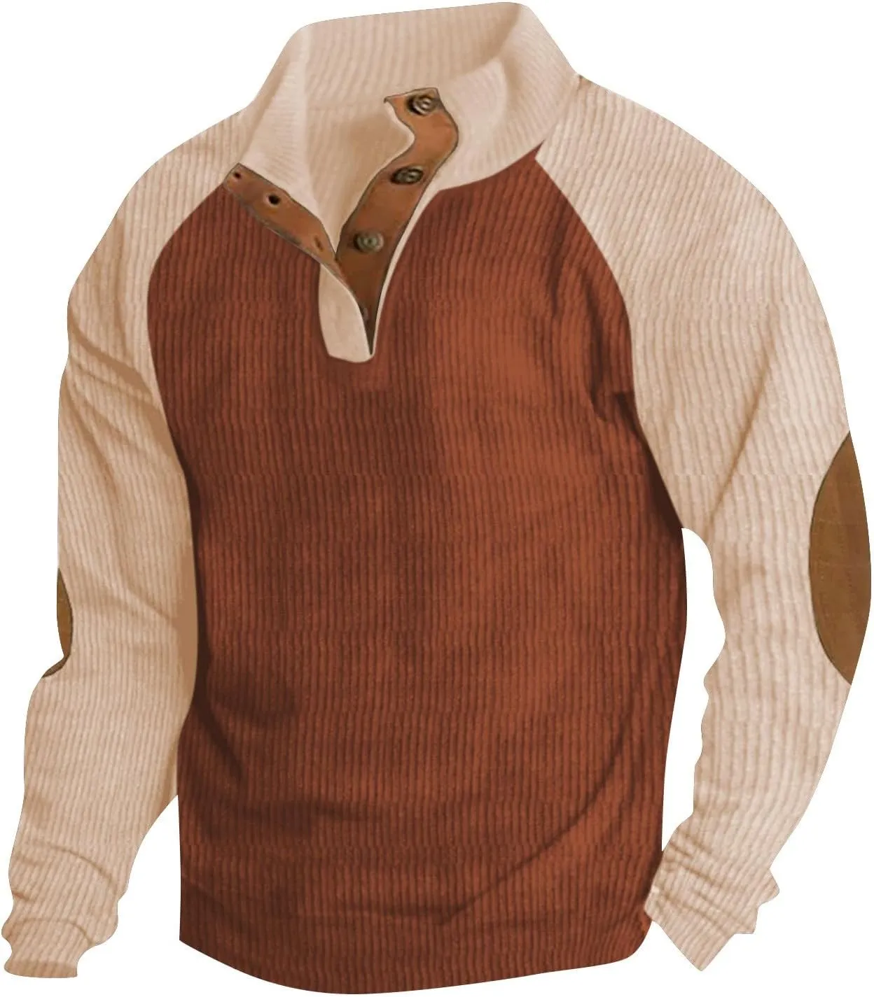Mens Zip Hoodie, Plus Size Costumes For Men Quarter Zip Sweater Men Standing Collar Corduroy Sweatshirt Long Sleeve Outdoor Buttons Hoodie Fleece Jacket Men Mens Work Jacket(Khaki,X-Large)