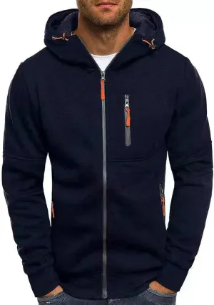 Mens Zip up Hoodie Casual Cotton Big and Tall Lightweight Work Sweatshirts Hoodies with Pockets