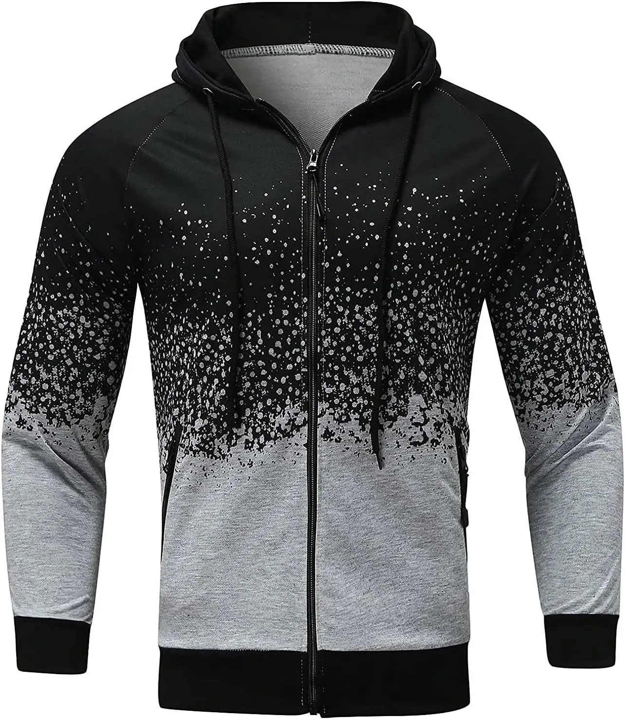 Men's Zip Up Hoodie Fashion Casual Camouflage Sports Sweatshirt Long Sleeve Zipper Hooded Jacket Coat