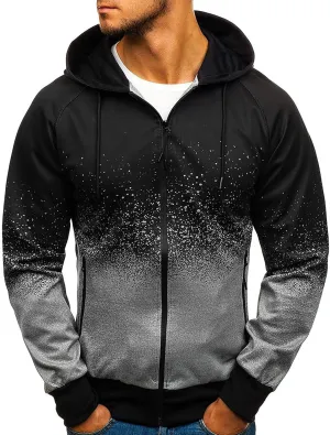 Men's Zip Up Hoodie Fashion Casual Camouflage Sports Sweatshirt Long Sleeve Zipper Hooded Jacket Coat