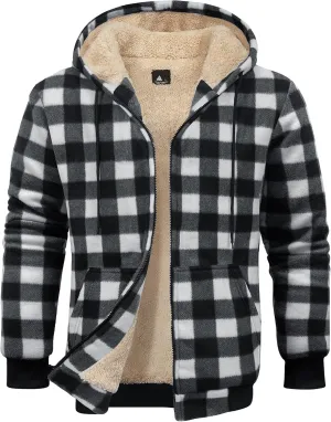 Mens Zip Up Hoodies Fleece Sherpa Lined Sweatshirt Winter Warm Jacket