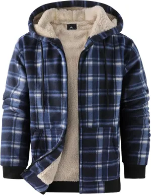 Mens Zip Up Hoodies Fleece Sherpa Lined Sweatshirt Winter Warm Jacket