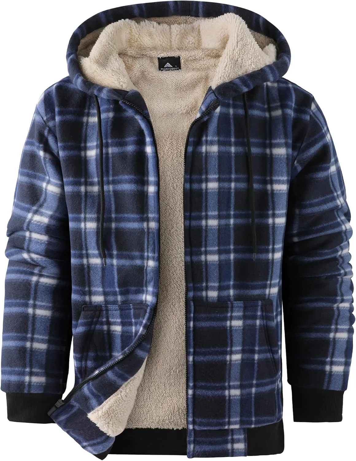 Mens Zip Up Hoodies Fleece Sherpa Lined Sweatshirt Winter Warm Jacket