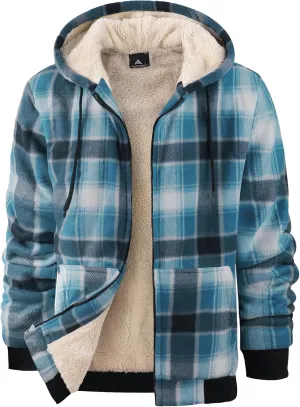 Mens Zip Up Hoodies Fleece Sherpa Lined Sweatshirt Winter Warm Jacket