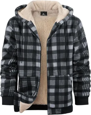 Mens Zip Up Hoodies Fleece Sherpa Lined Sweatshirt Winter Warm Jacket