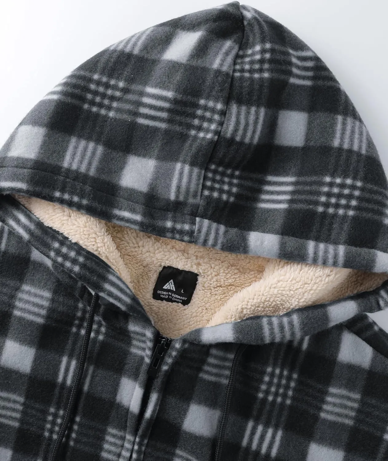 Mens Zip Up Hoodies Fleece Sherpa Lined Sweatshirt Winter Warm Jacket