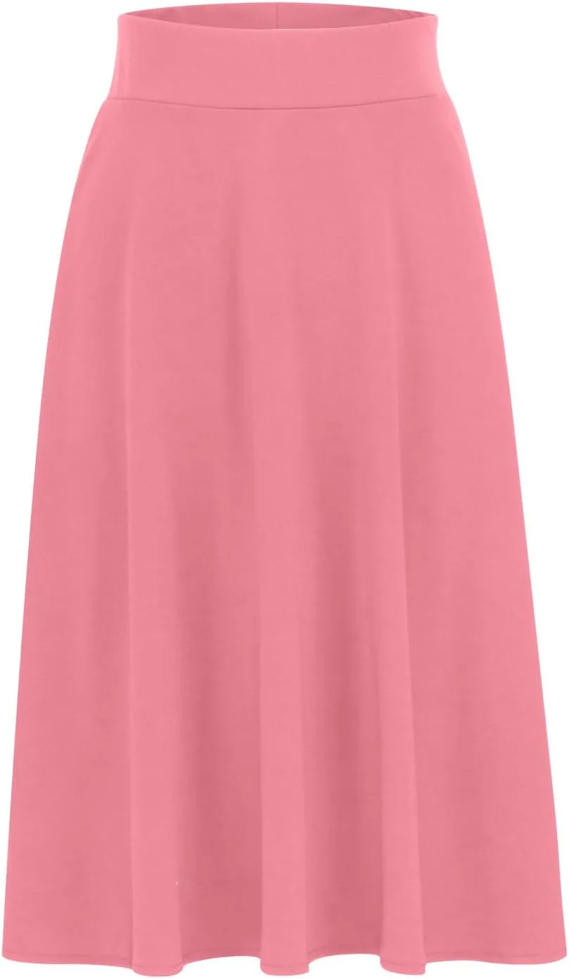 Midi Skirts for Women Elegant High Waisted Knee Skirts Spring Summer Hip-Wrapped Skirt Solid Color A-Line Skirts
