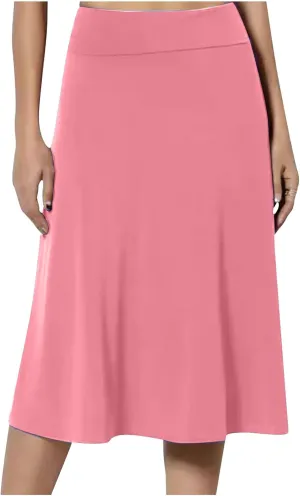 Midi Skirts for Women Elegant High Waisted Knee Skirts Spring Summer Hip-Wrapped Skirt Solid Color A-Line Skirts