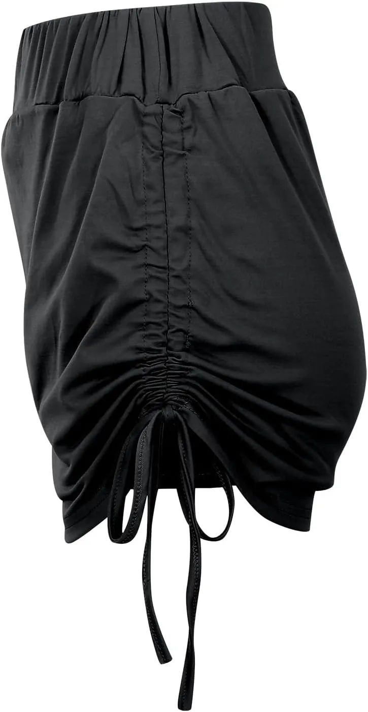 Mini Skirt Y2K for Women Side Lace Up Solid High Elastic Waist Slim Fit Stretchy Pencil Shorts Skirts for Women