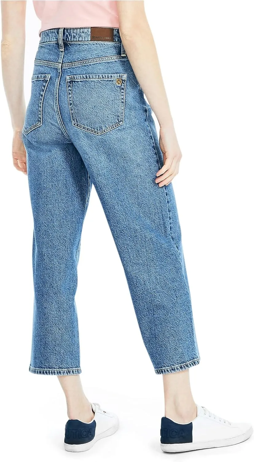 Nautica Women's Jeans Co. High Rise Wide Leg Crop Denim