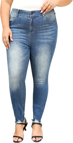 Nemidor Womens Plus Size Skinny Jeans High-Rise Premium Stretchy Denim Jeans NEM540(24,Light Blue)