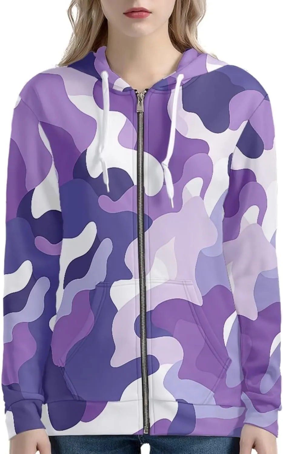 Novelty Printed Zip Up Hoodie Women Long Sleeve Sweatshirts Fall Outfits 2024 Hoodies