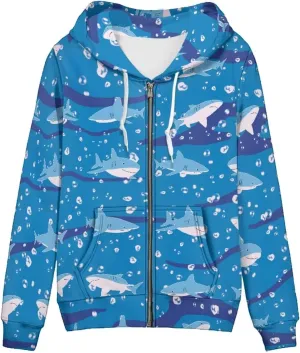 Novelty Printed Zip Up Hoodie Women Long Sleeve Sweatshirts Fall Outfits 2024 Hoodies