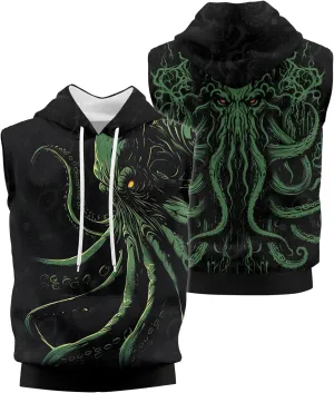Octopus Gym Muscle Sweater for Men Workout Sleeveless Hoodie Gym Short Sleeve Hoodies