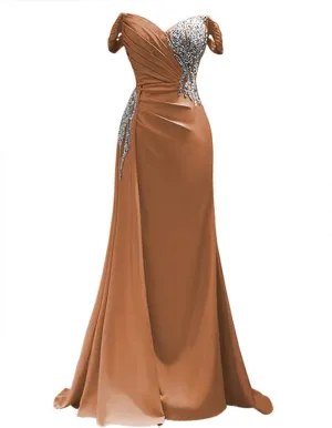 Off Shoulder Bridesmaid Dresses Mermaid Prom Dresses 2024 Beaded Applique Floor Length Formal Dress
