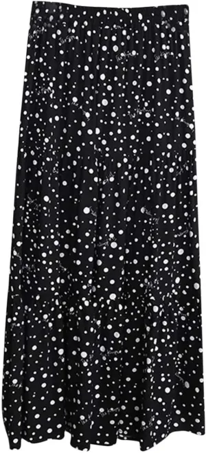 Oplxuo Women's Maxi Skirts Elastic High Waist Tiered Pleated Floral Printed A-Line Flowy Boho Long Skirts