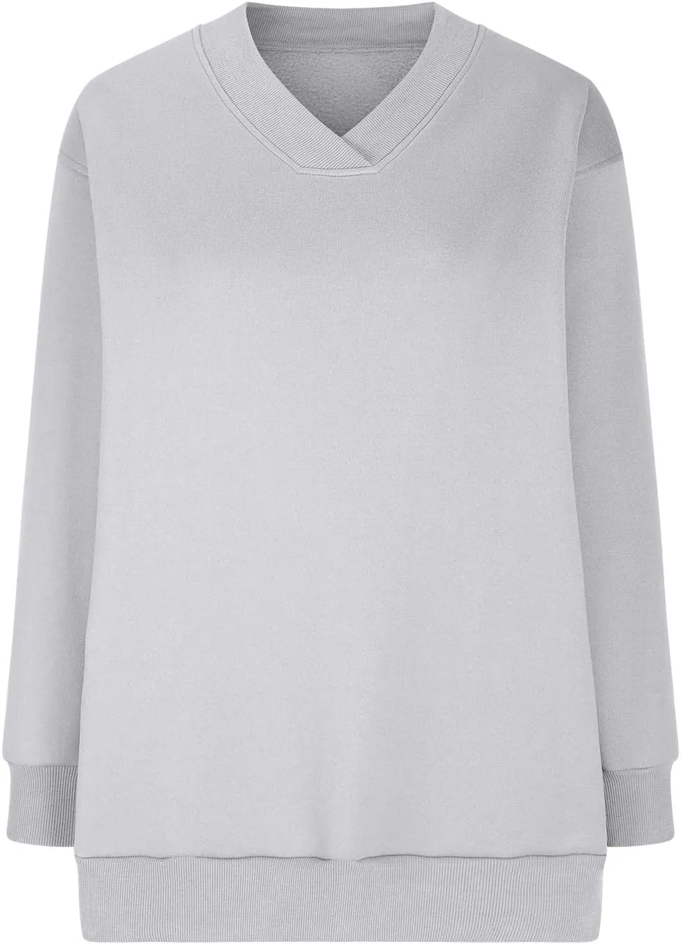 Oversized Fleece Sweatshirts For Women Trendy 2024 Long Sleeve v Neck Pullover Tops Casual Loose Solid Fall Clothes
