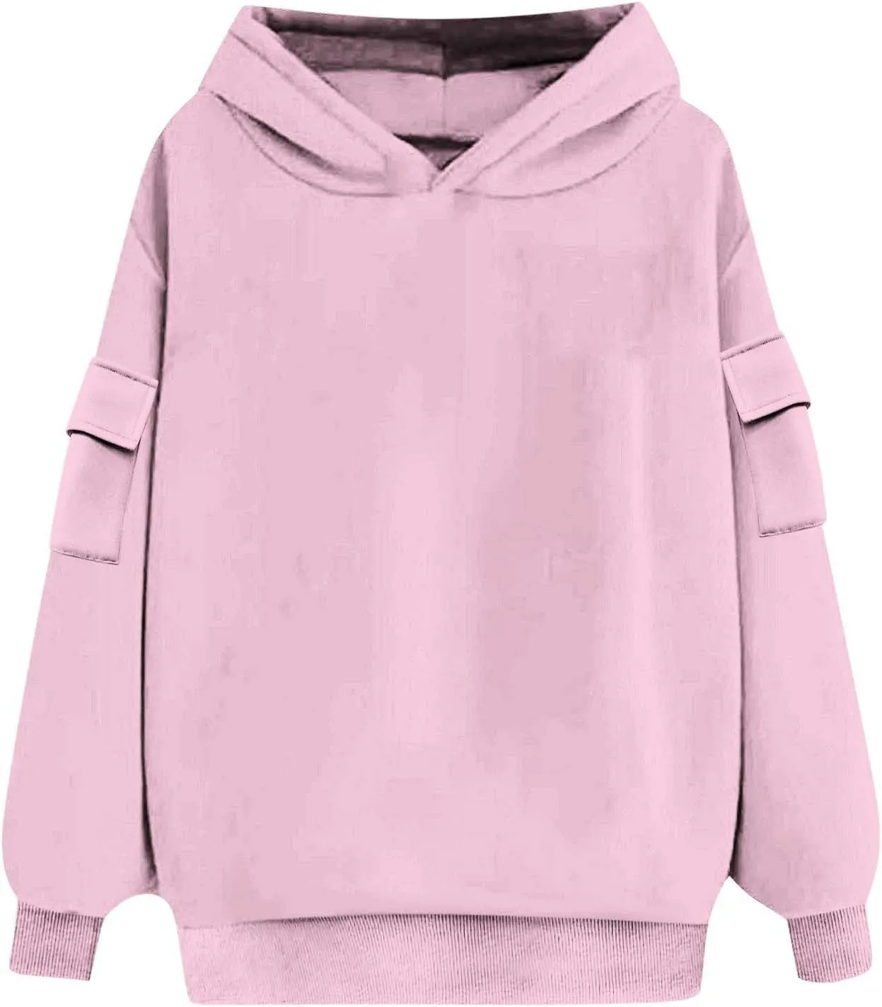 Oversized Hoodies for Women Casual Solid Long Sleeve Drop Shoulder Fleece Lined Pullovers Winter Thermal Sweatshirt