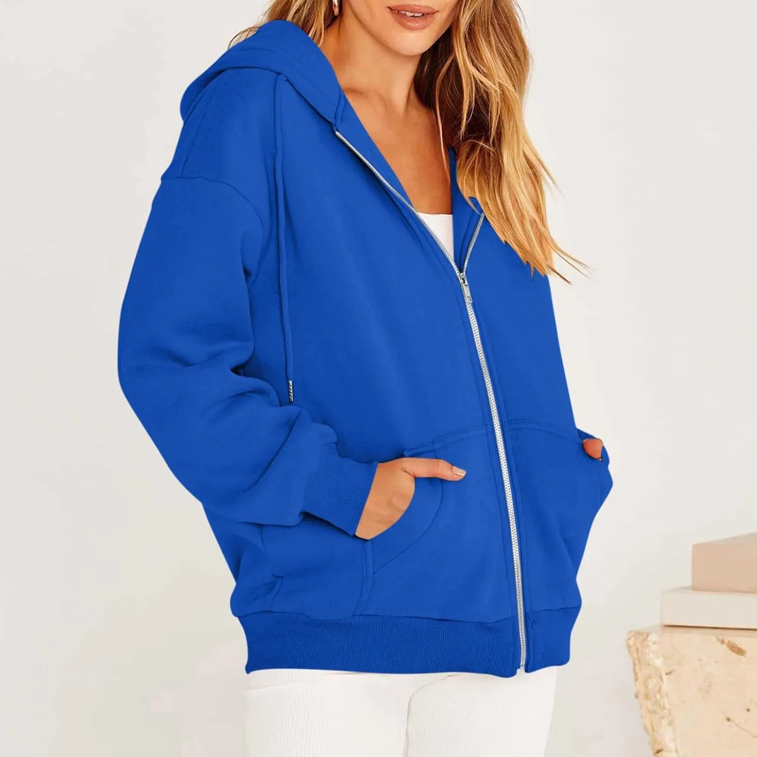 Oversized Sweatshirt For Women,Womens Y2K Zip Up Hoodie Casual Long Sleeve Jacket With Pockets
