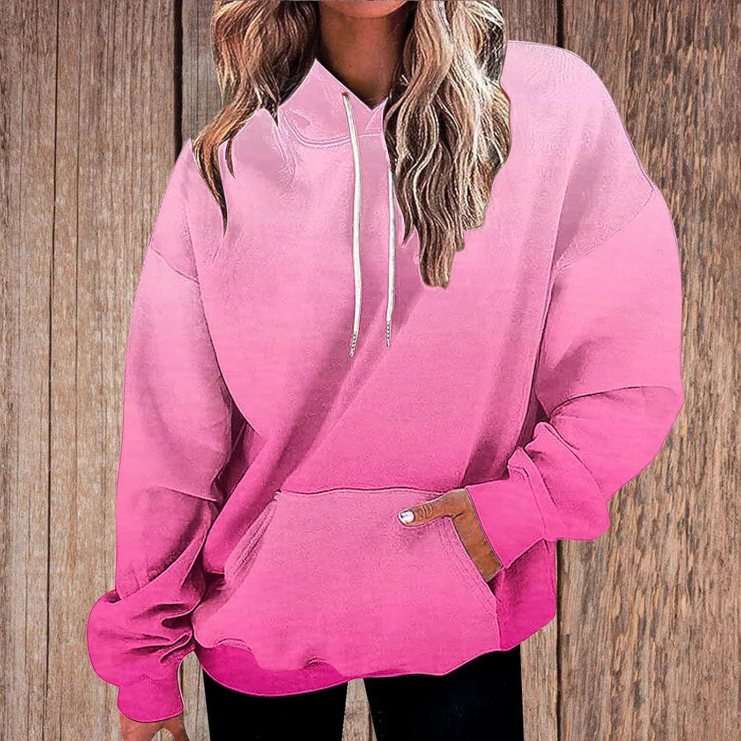 Oversized Sweatshirts for Women Loose Fit Fall Pullover Tops Neon Print Drawstring Hoodies Cute Trendy Clothes 2024
