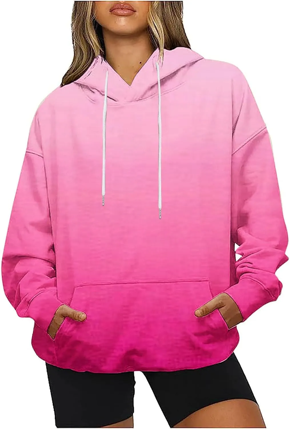 Oversized Sweatshirts for Women Loose Fit Fall Pullover Tops Neon Print Drawstring Hoodies Cute Trendy Clothes 2024