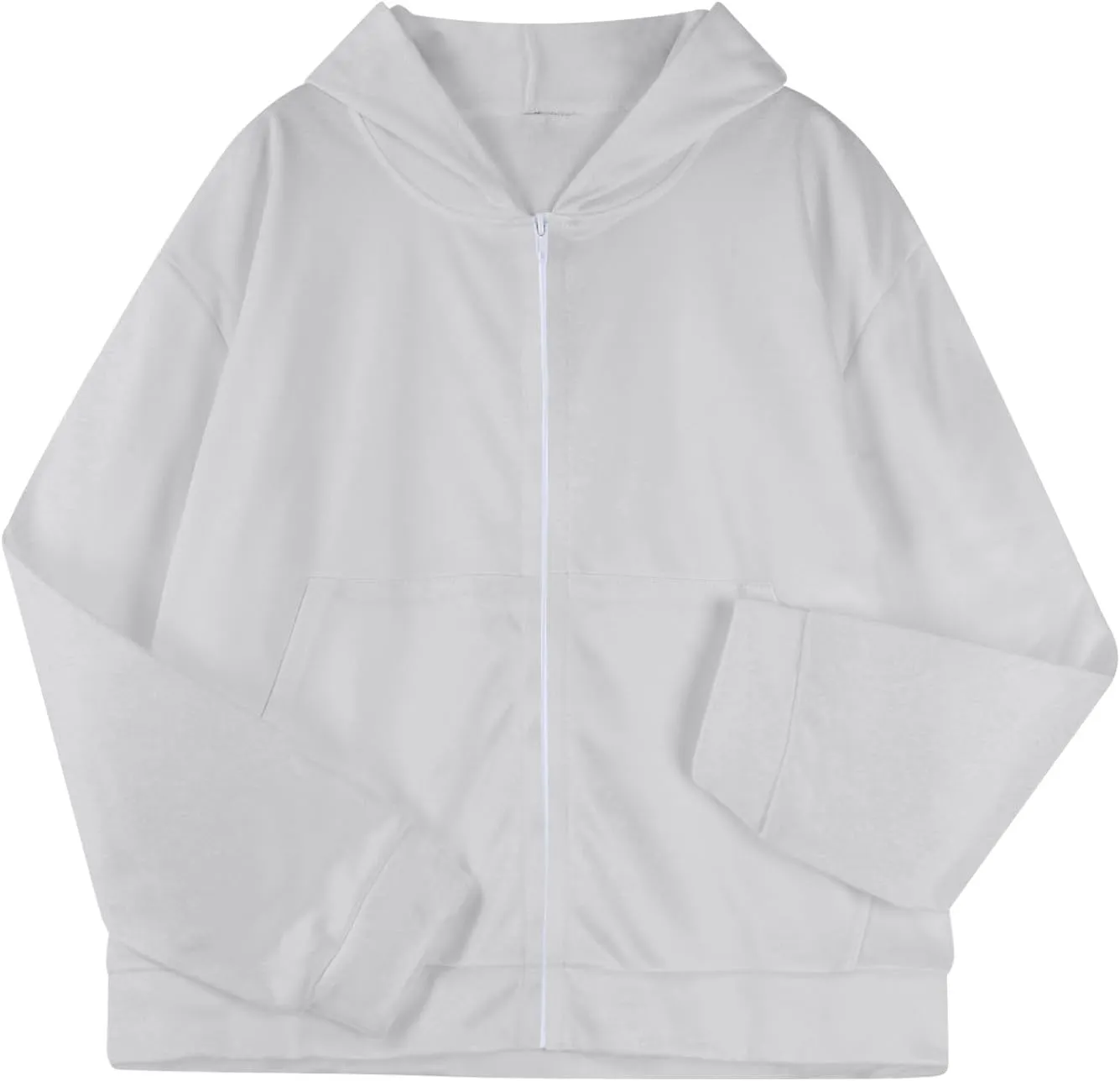 Oversized Zip Up Hoodie for Women Fleece Plain Cropped Sweatshirts Trendy Y2k Comfy Preppy Zipper Hoodies Winter