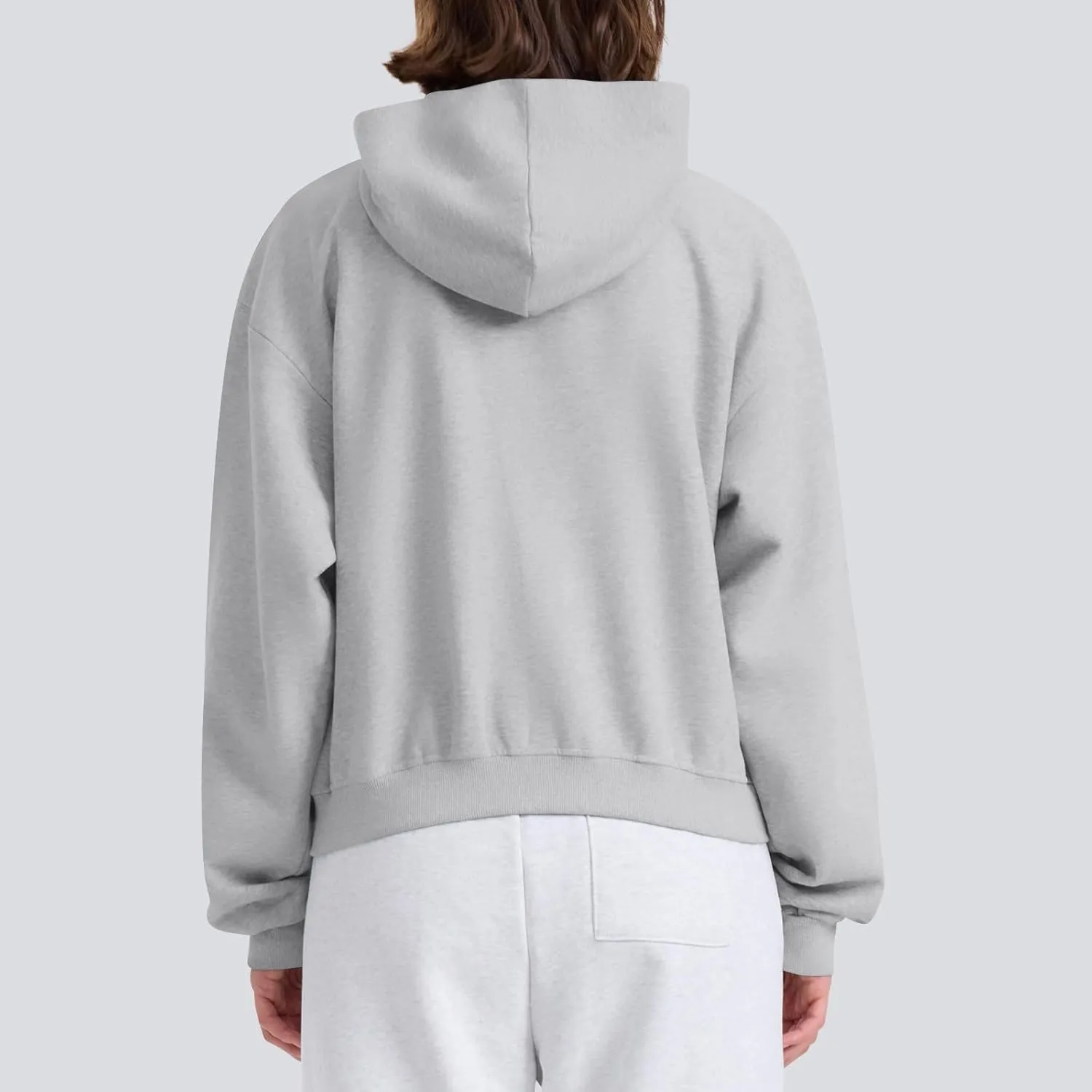 Oversized Zip Up Hoodie for Women Fleece Plain Cropped Sweatshirts Trendy Y2k Comfy Preppy Zipper Hoodies Winter