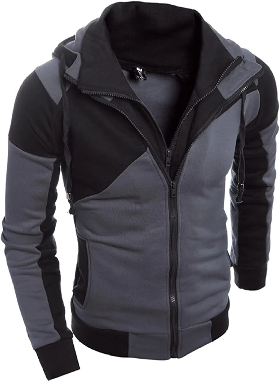 Oversized Zip Up Hoodie Heated Hoodie Fake Two-Piece Sports Sweatshirt Long Sleeve Zipper Hooded Jacket Coats