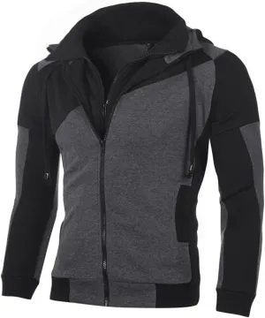 Oversized Zip Up Hoodie Heated Hoodie Fake Two-Piece Sports Sweatshirt Long Sleeve Zipper Hooded Jacket Coats