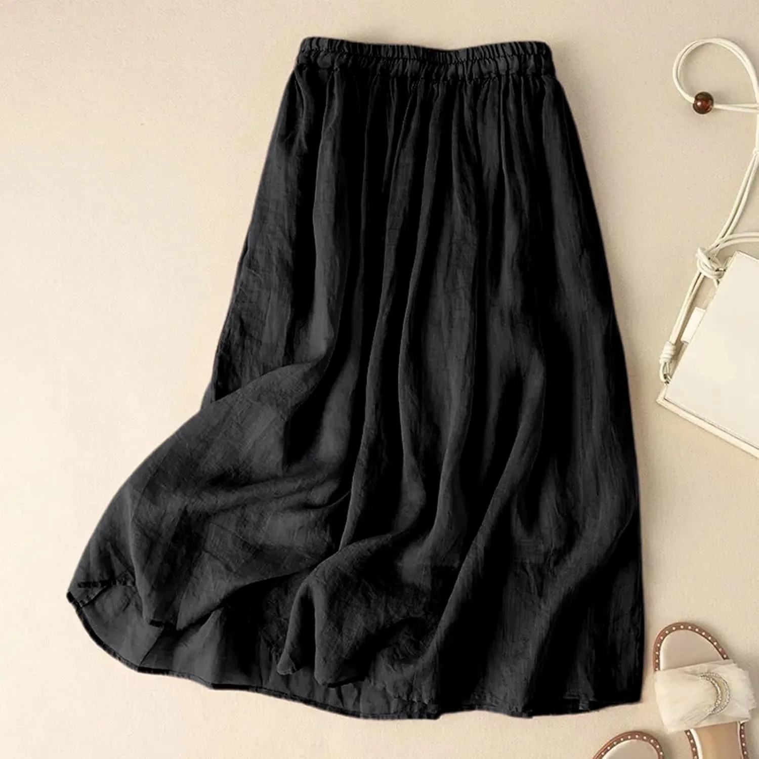 Plus Size Maxi Skirt Summer Trendy Lightweight Sheer Pleated High Elastic Waist A-Line Long Skirts Streetwear