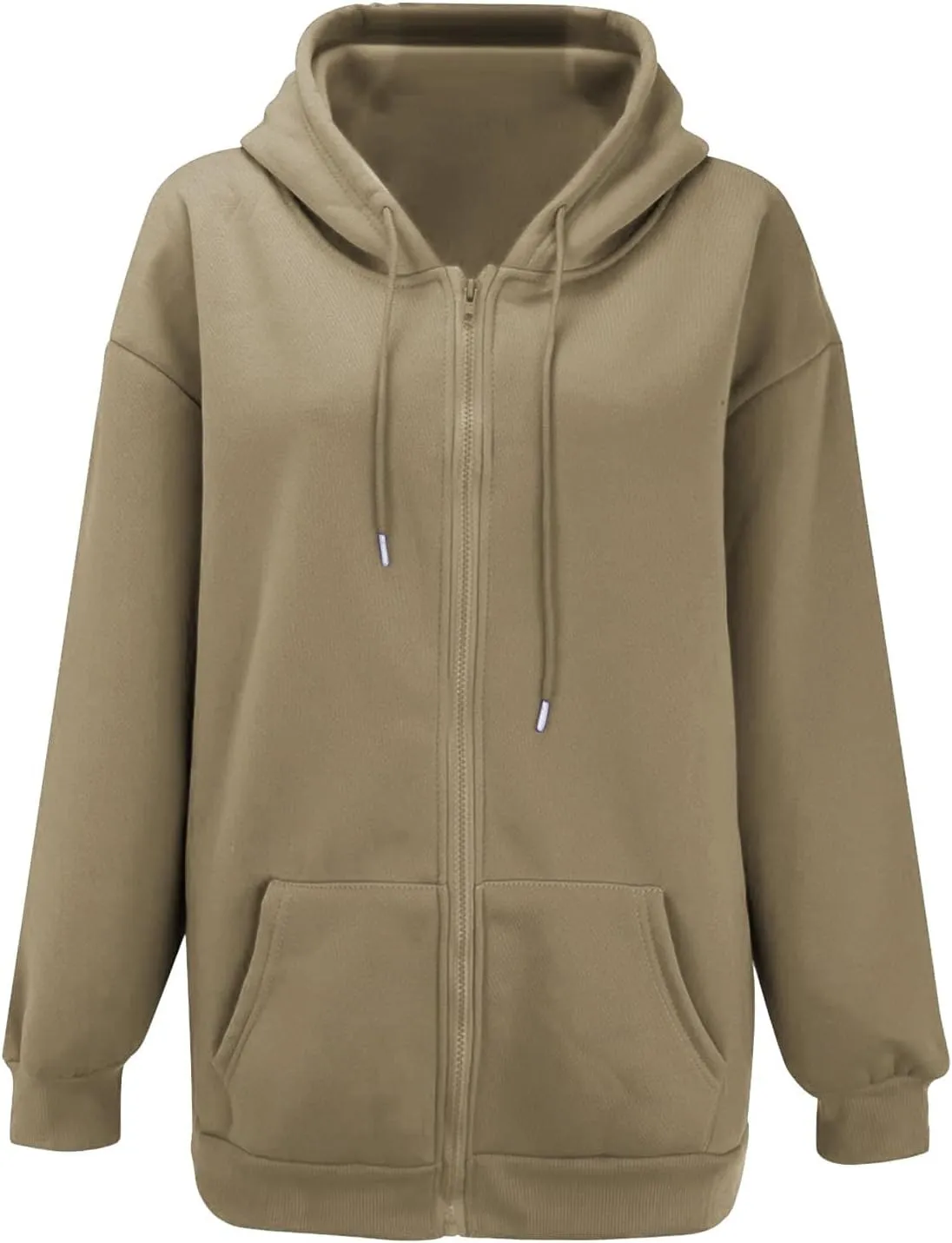 Plus Size Zip Up Hoodies Jackets for Women Oversized Sweatshirts with Pockets Drawstring Fashion Fall Track Coat Tops