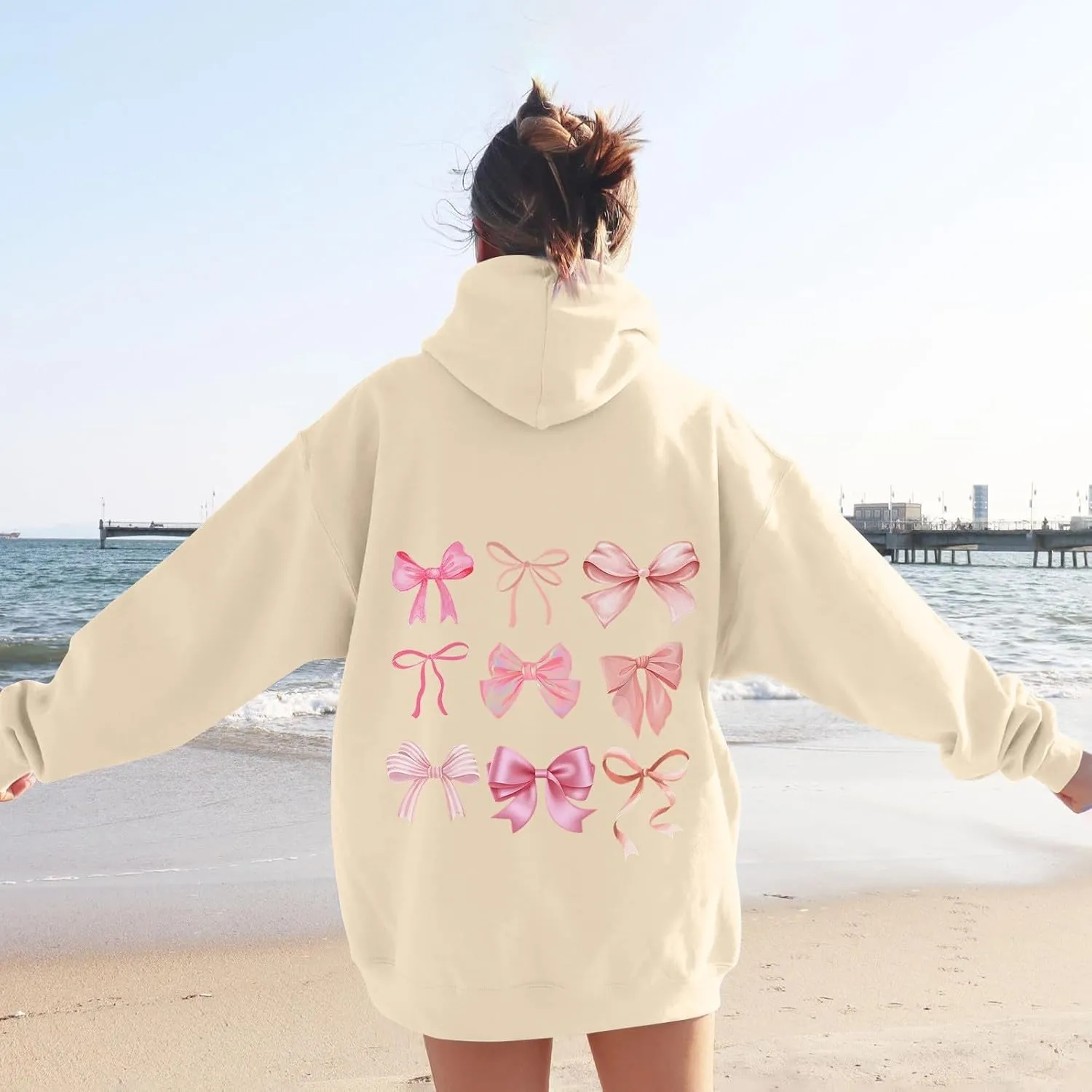 PVTOSD Sweatshirts For Teen Girls Long Sleeve Letter Print Casual Graphic Hoodies Drawstring Pullover Cute S, XXL