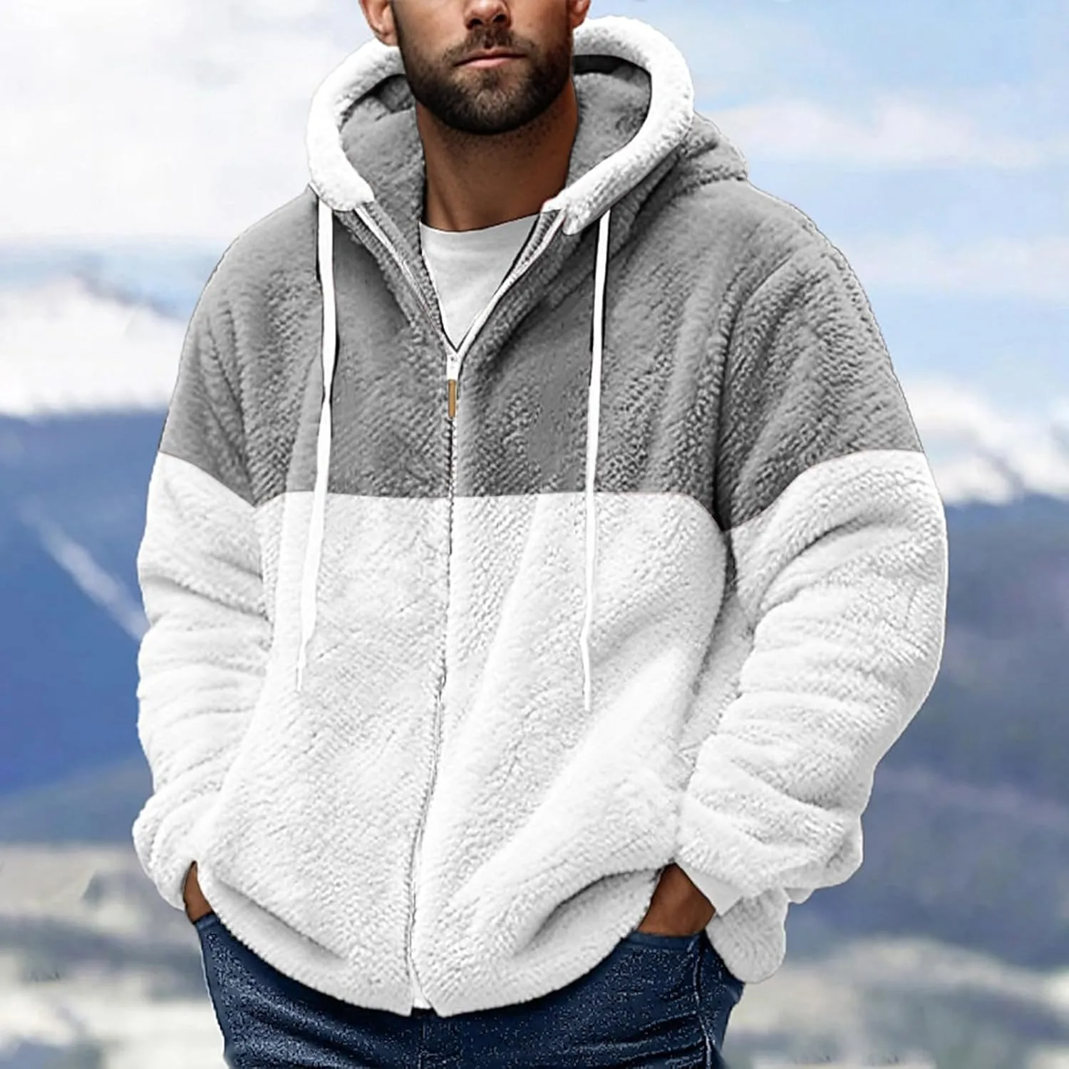 RTTUIOP Mens Fuzzy Sherpa Pullover Hoodie Sweatshirts Long Sleeve Sport Fall Outwear Sherpa Winter Sweater
