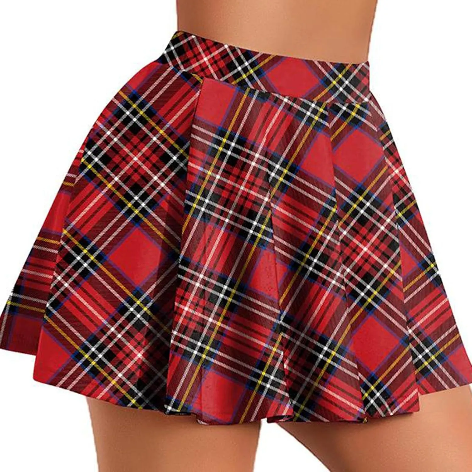 Ruched Plaid High Cut Modest Skorts for Women Mini Petite Loose Fit Skirts Women 2025