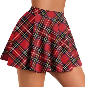 Ruched Plaid High Cut Modest Skorts for Women Mini Petite Loose Fit Skirts Women 2025
