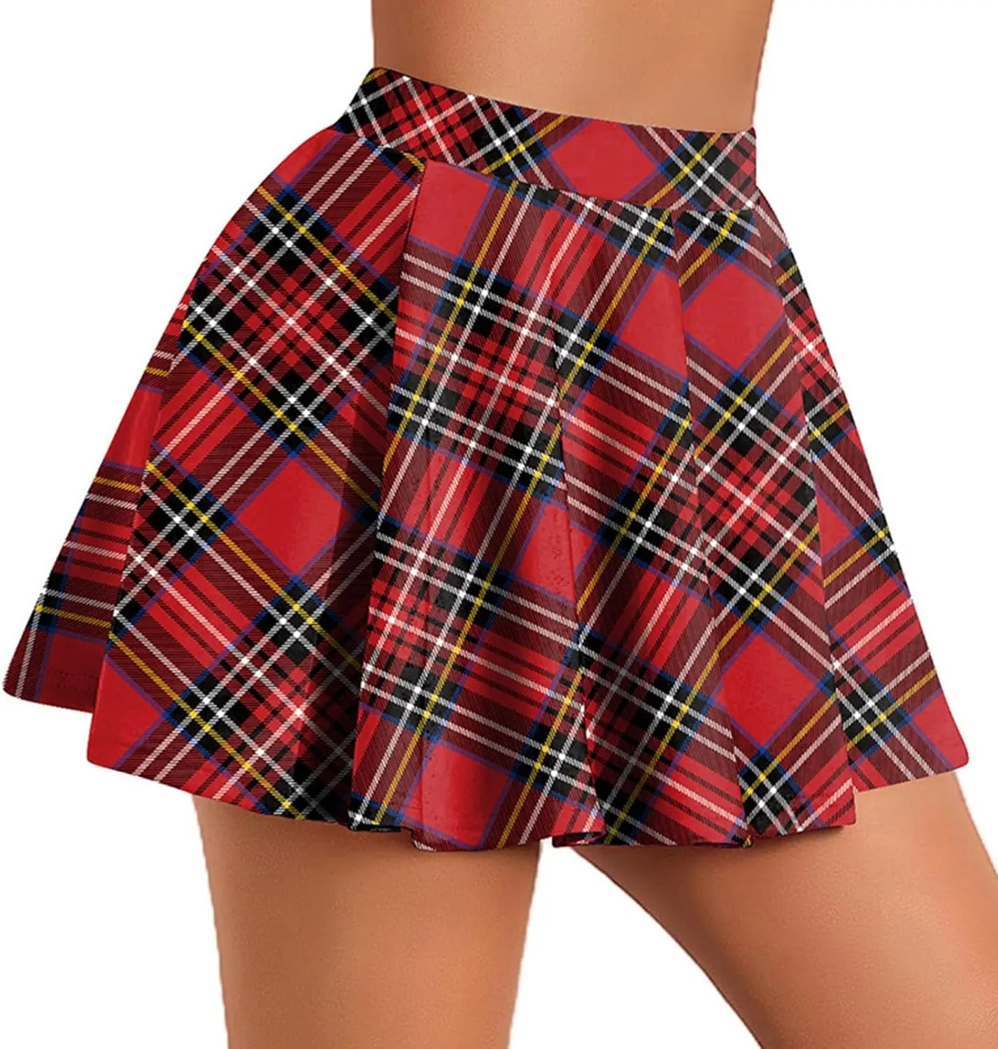 Ruched Plaid High Cut Modest Skorts for Women Mini Petite Loose Fit Skirts Women 2025
