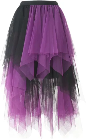 Ruffle Skirt for Women Trendy High Elastic Waist Retro Mesh Sheer Loose A-Line Long Skirts for Women Summer Vacation