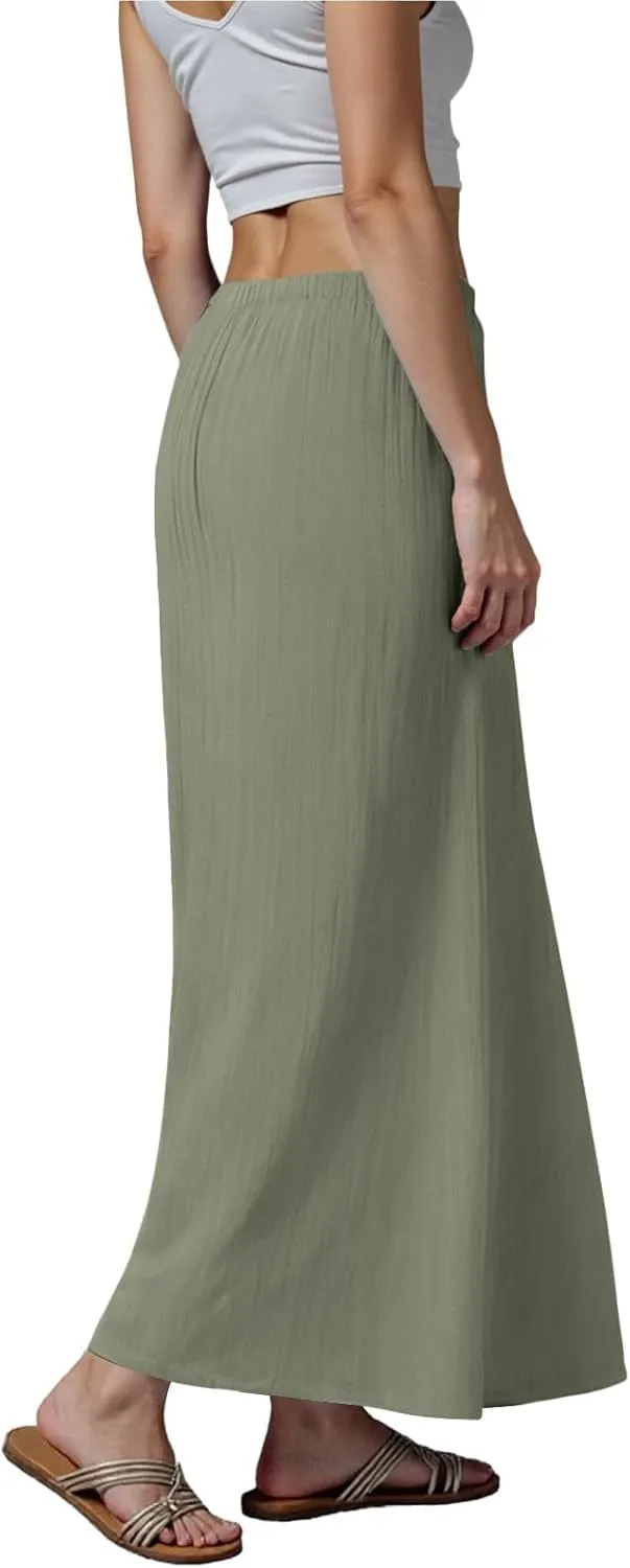 Rvidbe Spring Skirts for Women 2025 Summer Comfy Drawstring Sexy Low Waist Cotton Linen Skirts Vacation Boho Flowy Skirts