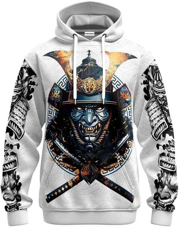 Samurai Mens Hooded Sweatshirt 3D Printed Graphic Pullover Streetwear Hoodies for Men and Women