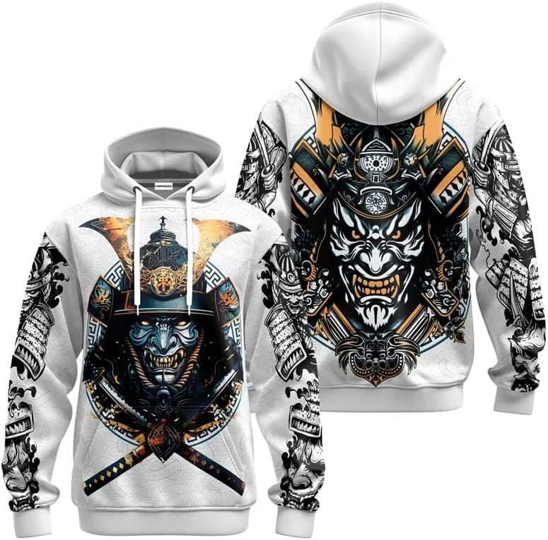 Samurai Mens Hooded Sweatshirt 3D Printed Graphic Pullover Streetwear Hoodies for Men and Women