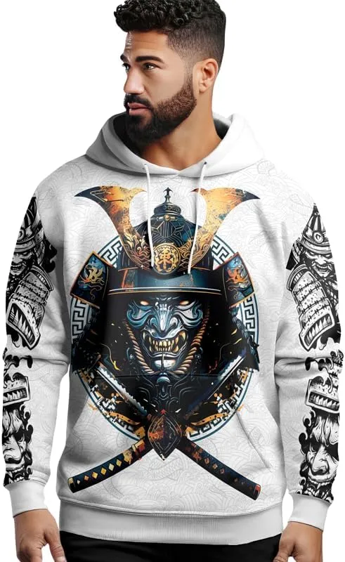 Samurai Mens Hooded Sweatshirt 3D Printed Graphic Pullover Streetwear Hoodies for Men and Women