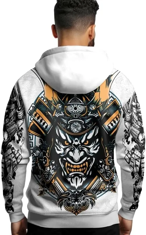 Samurai Mens Hooded Sweatshirt 3D Printed Graphic Pullover Streetwear Hoodies for Men and Women